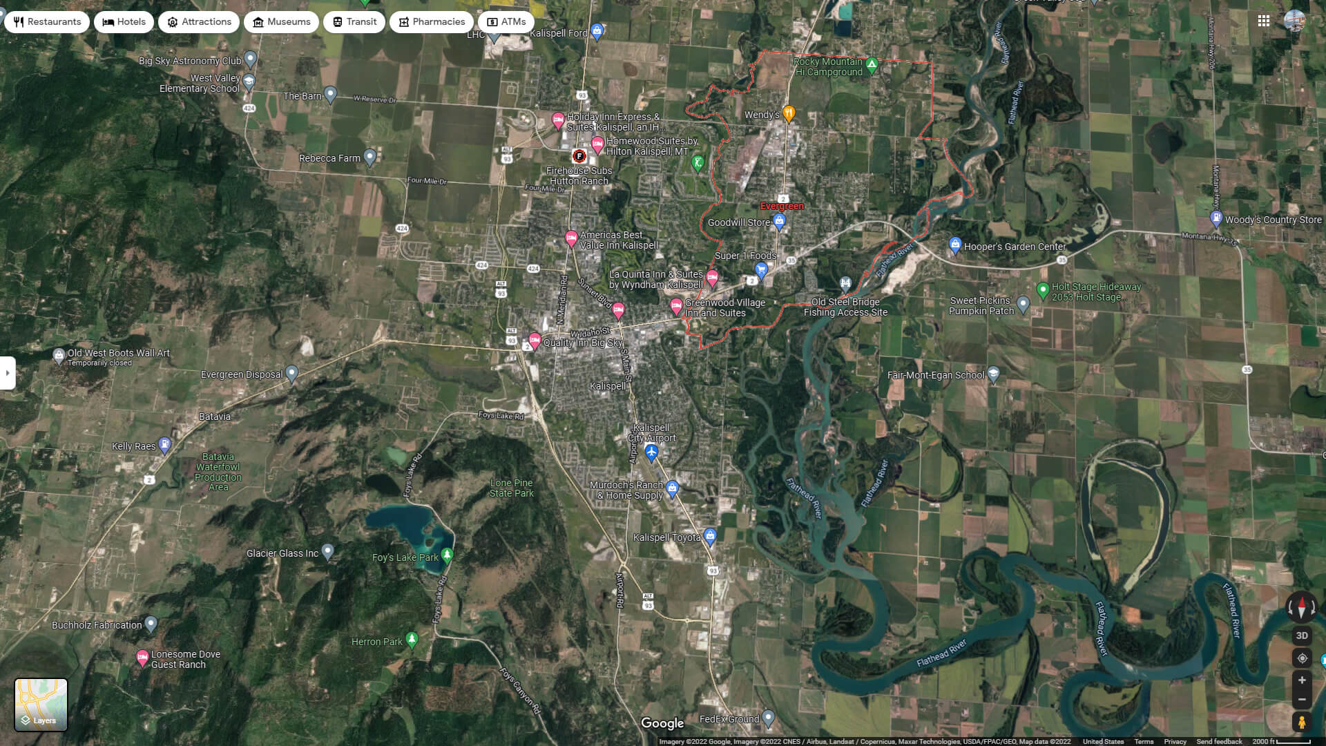 Evergreen Aerial Map Montana